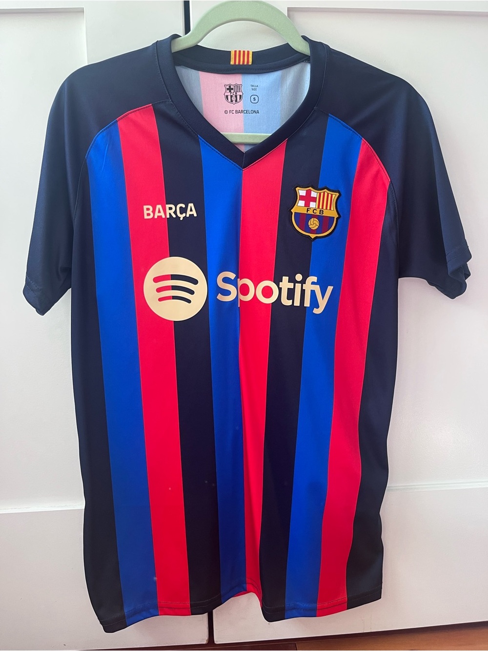 FC Barcelona Lewandowski #9 Home Jersey - Blue & Red Stripe